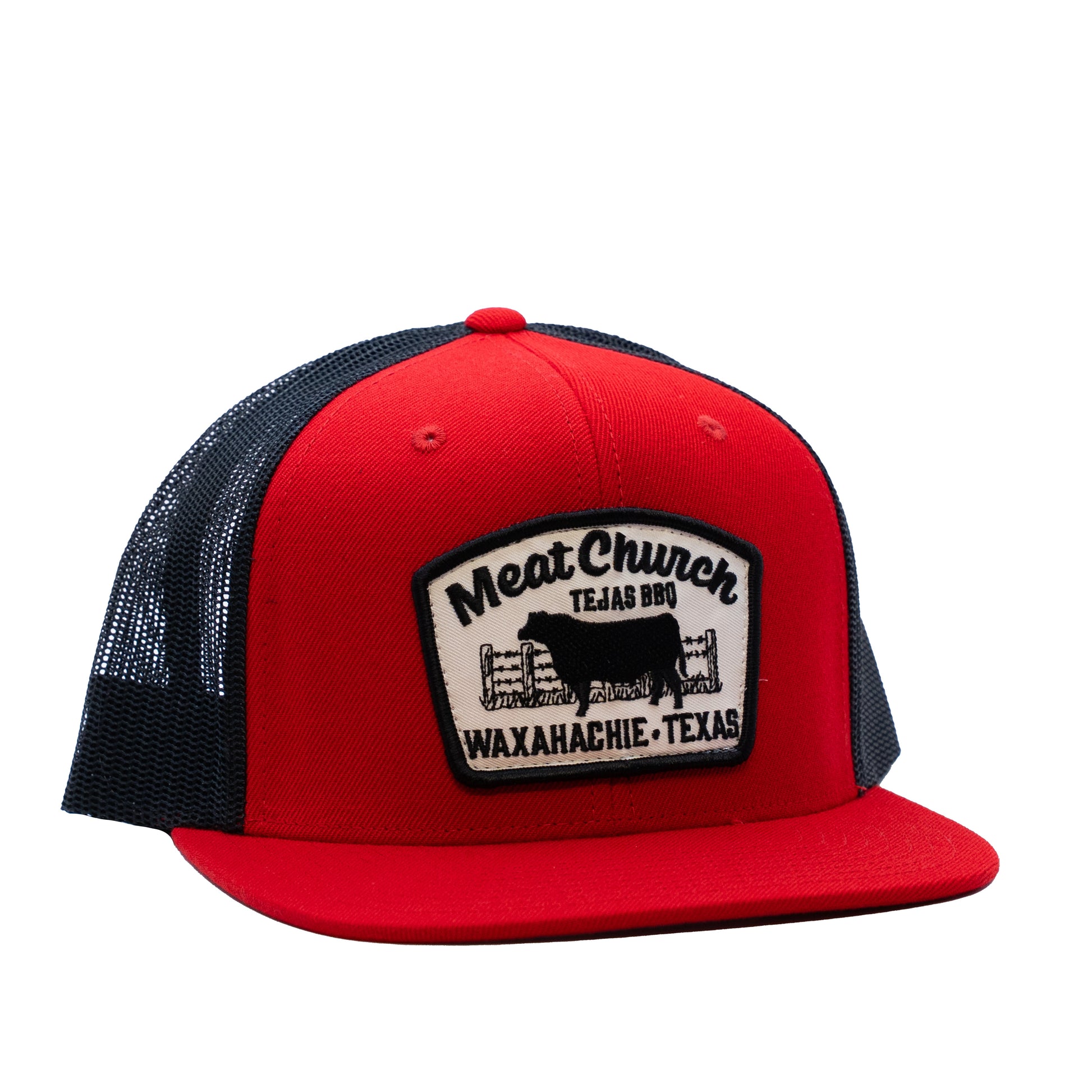 tejas-bbq-patch-hat-red-black-v2 RedMCwCowFlatBill.jpg